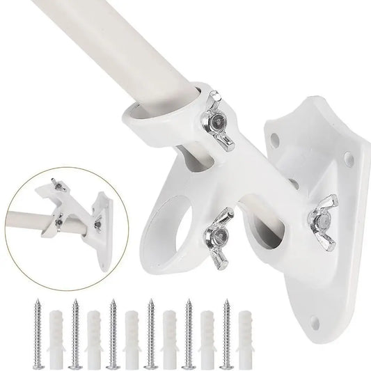 Rust Free Wall Flag Pole Holder Double Hole Wall-mounted Flagpole Bracket Waterproof Easy To Install Flagpole Mounting Base