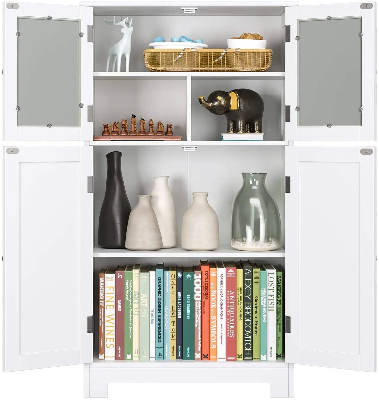 Bathroom wardrobe, bathroom wardrobe with 4 doors, storage s wardrobe with adjustable shelves, for bathroom, bedroom