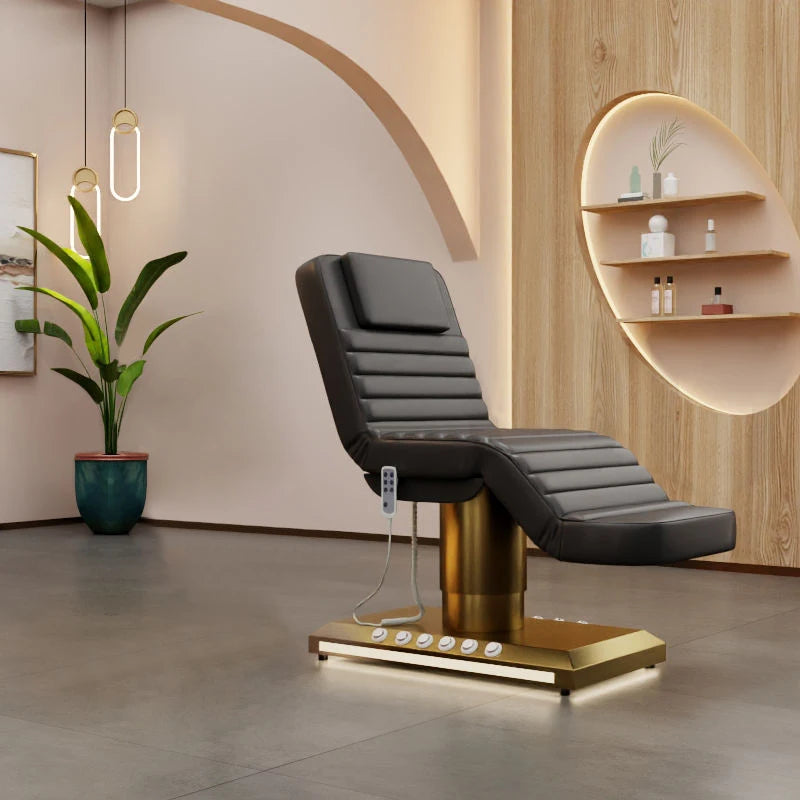 Modern Beauty Salon Center Facial Spa Bed with Foot Control Luminous Diode Electric Massage Beauty Bed Tattoo Embroidery Eyelash Bed