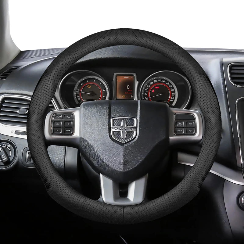 Suitable for Dodge Ultra-Thin Breathable Leather Steering Wheel Cover Suitable for Challenger Journey Charger Caliber Durango Ram 1500 Grand Caravan Dart Dakota Nitro Avenger Viper