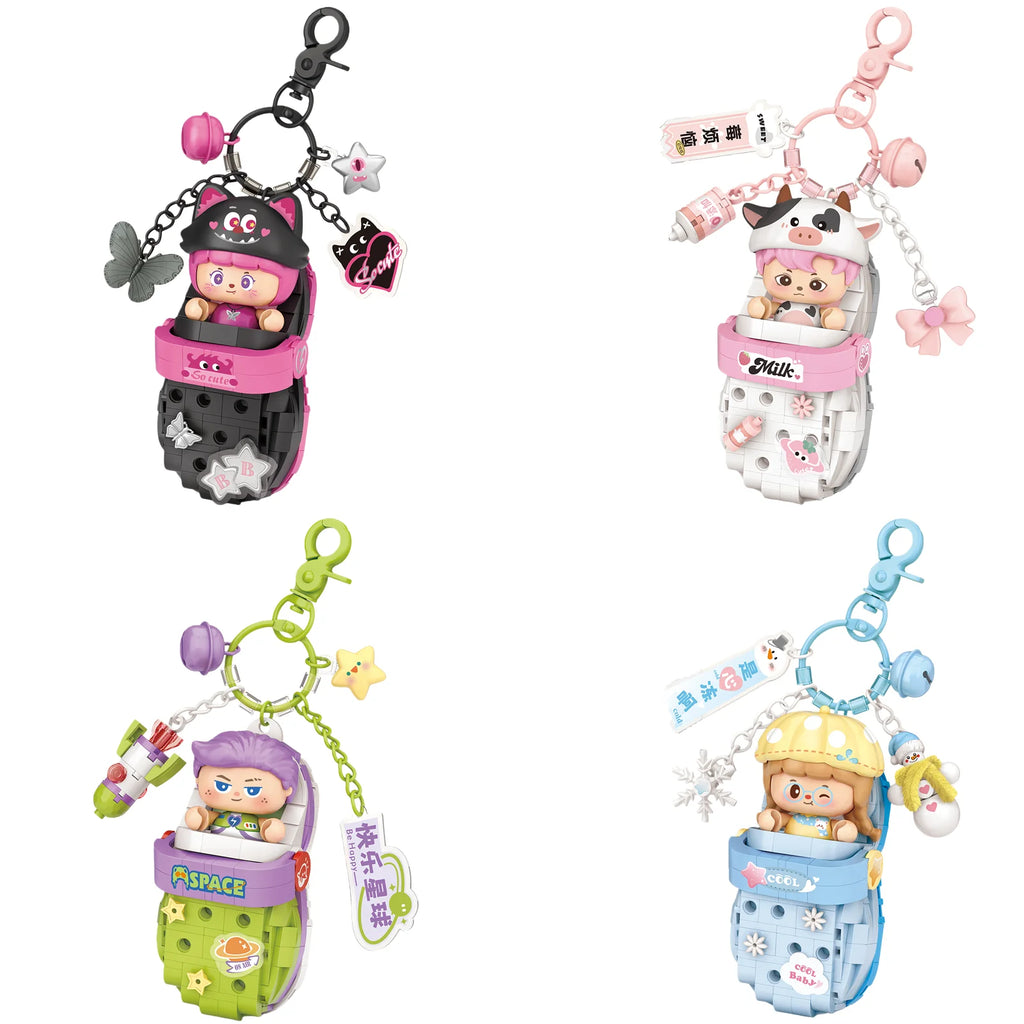LOZ Panda Big Head Shoes Keychain Model Assembly Toy Home Creative Ornament Building Blocks Set Boys and Girls Birthday Gift