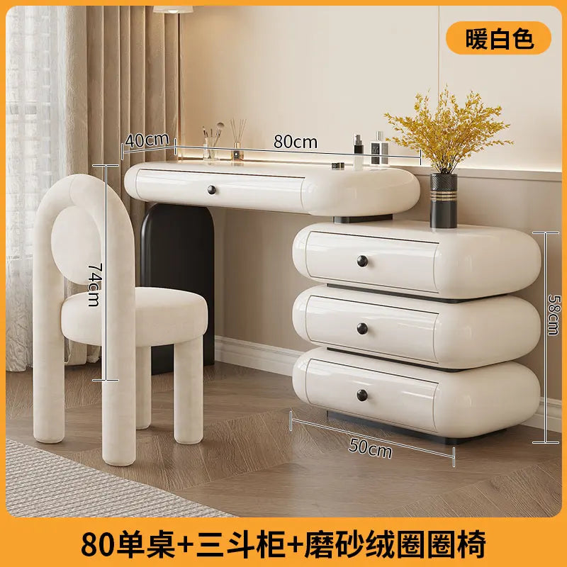 Luxury Modern Makeup Vanity Dressers For Bedroom Headdresses Hairstyles Comfortable Vanity Desk With Light Mirror With Seat
