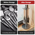 Kitchen Utensil Stand: Rotating Storage Hanger with 8 Hooks, for Countertop Organization Rotatable Cooking Utensils Holder