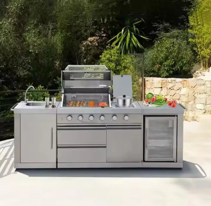 Kamado Grill BBQ Outdoor Kitchen Durable Eco-Friendly Aluminum Cabinets Kitchen Island Backyard Patio Furniture Accessories