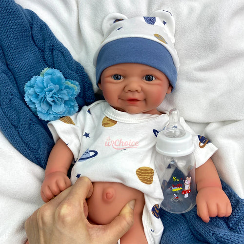 Lifelike 17Inch Baby Girl Vivienne Silicone Reborn Doll Handmade Soft Blue Eyes Adorable Rebirth Doll for Collector’s Gift