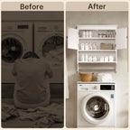 Bathroom Wall Cabinet with Towels Bar, Wall Mounted Medicine Cabinet with 2 Door and Adjustable Shelves, Space Saver