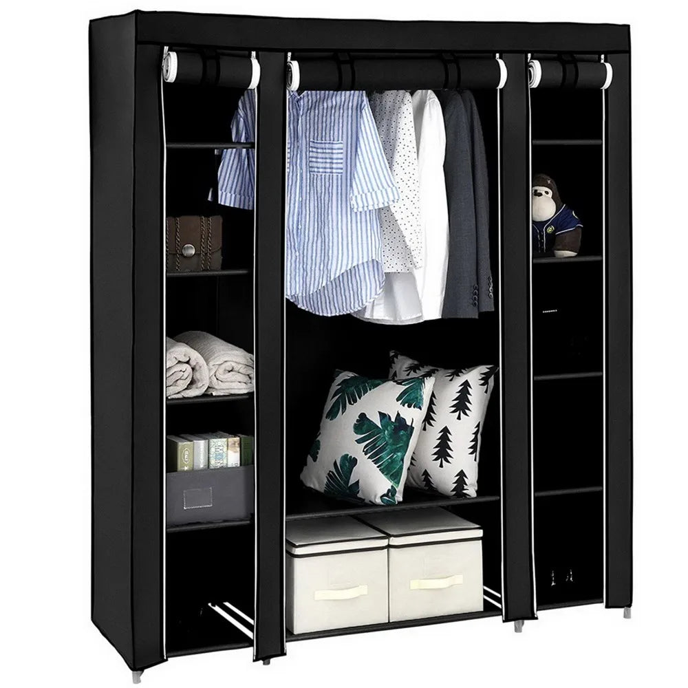 69" Portable Clothes Closet Wardrobe Storage Organizer with Non-Woven Fabric Quick and Easy to Assemble Extra Strong