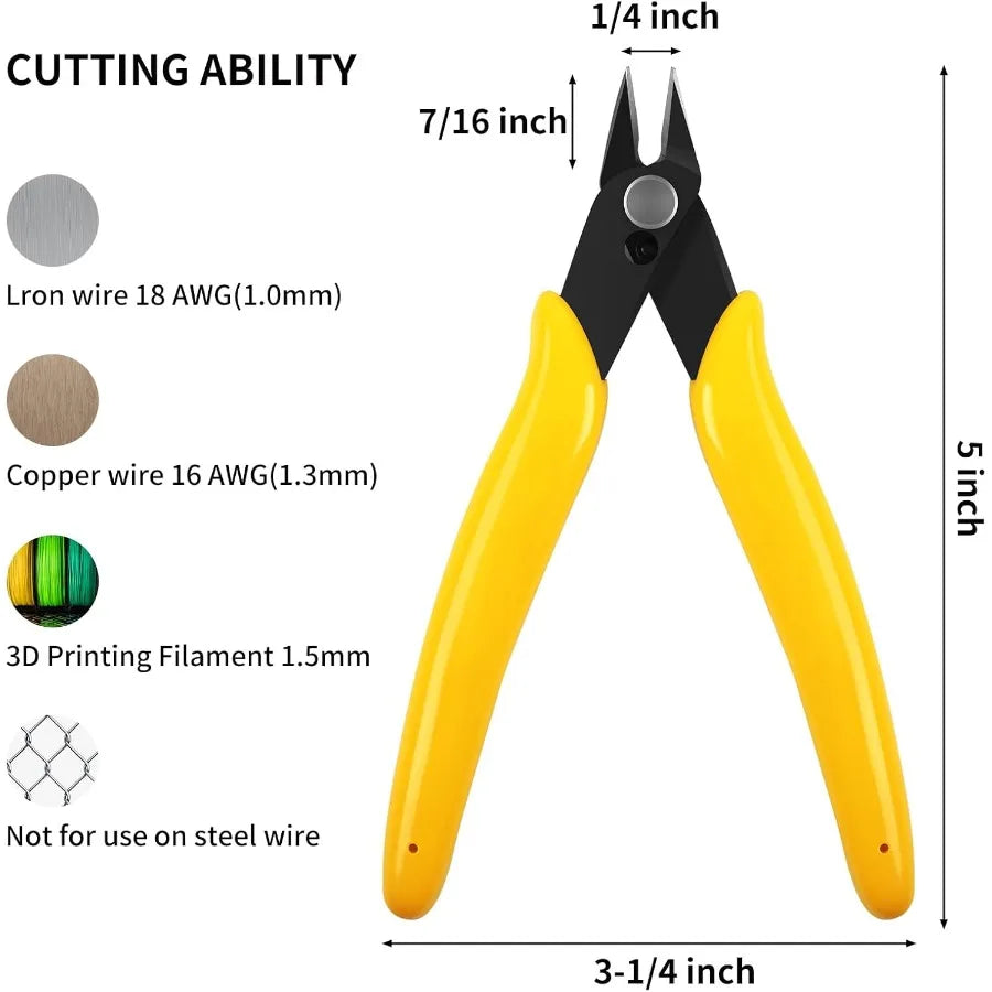 5pcs Micro Flush Cutters Wire Cutter with Internal Spring Diagonal Cutters for Electronics Heating Wire Model Sprue Soft Copper