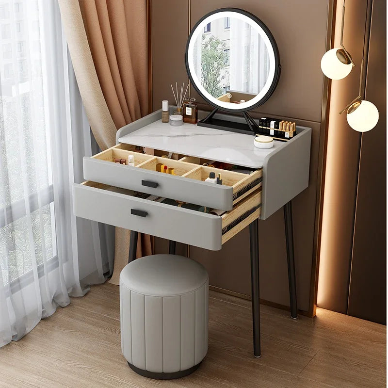 Rockboard Solid Wood Dressing Table Bedroom Modern Simple and Luxury Small 60 Mini 50cm Mesh Red Small Unit Makeup Table
