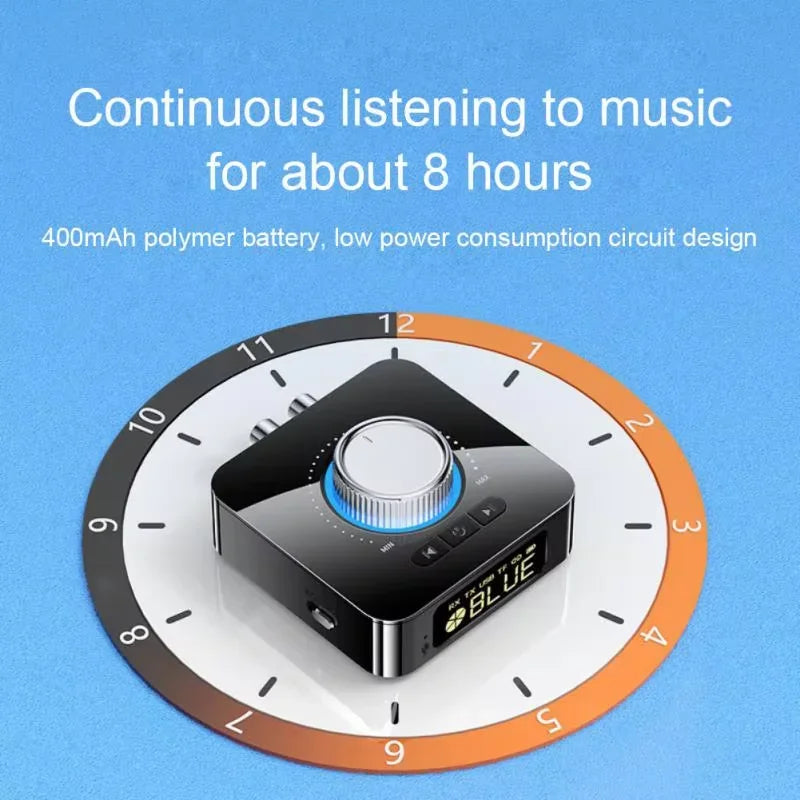 Bluetooth 5.4 Receiver Transmitter Stereo Music 3.5mm AUX Jack RCA TF Card Wireless Audio Adapter LED Display for Car Kit TV PC