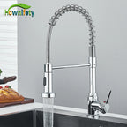 Hownifety Chrome Kitchen Sink Faucet Stainless Steel Hot and Cold Water Tap Deck Mounted Bathroom Gourmet Kitchen Crane