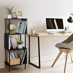 3-Tier Black S-Shaped Space-Saving Bookshelf for Small Rooms | Multi-Use in Office,Kids,Living Room,Bedroom & Home Corne