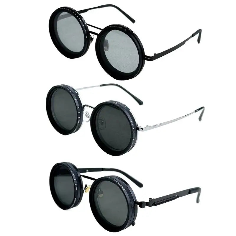 Round Polarized Sunglasses 1-9 Gears Adjustable Tint Sun Glasses with ND Filter Lenses for Men Beach Shady Fishing