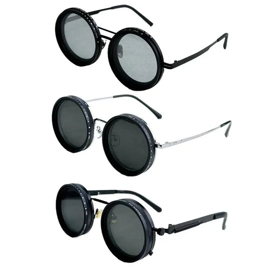 Round Polarized Sunglasses 1-9 Gears Adjustable Tint Sun Glasses with ND Filter Lenses for Men Beach Shady Fishing