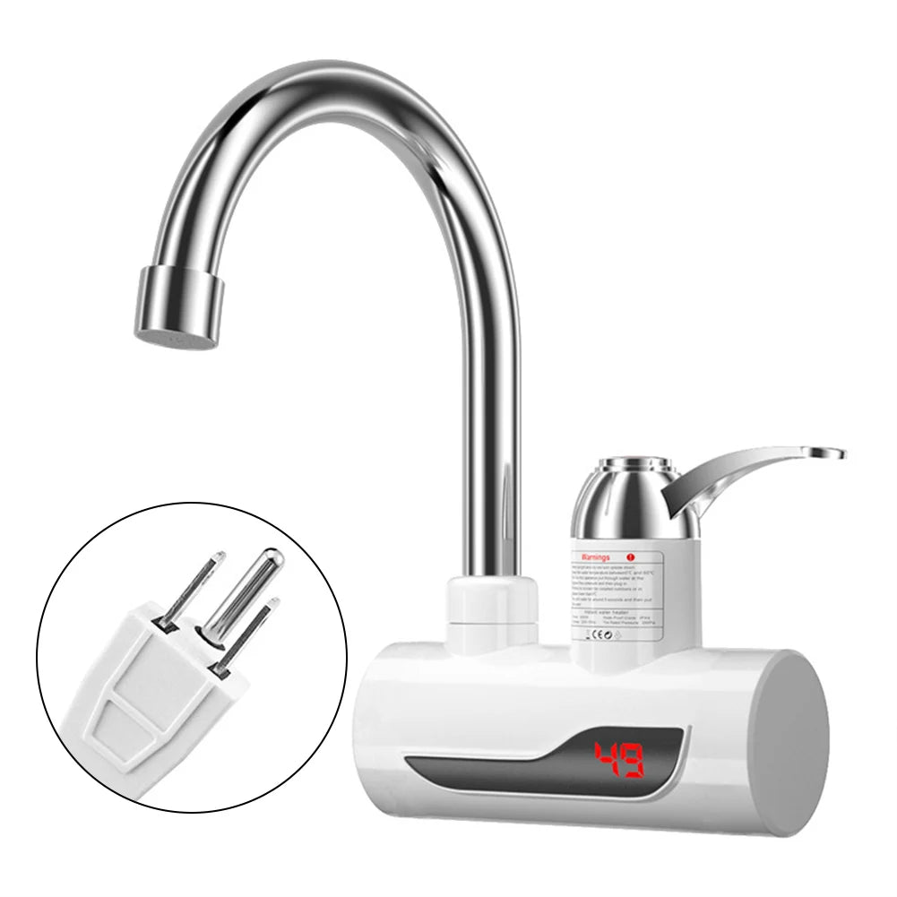 Electric Hot Water Heater Faucet 3000W Hot Cold Mixer Tap 360 Degree Rotation Tankless Water Heater Digital for Kitchen Bathroom
