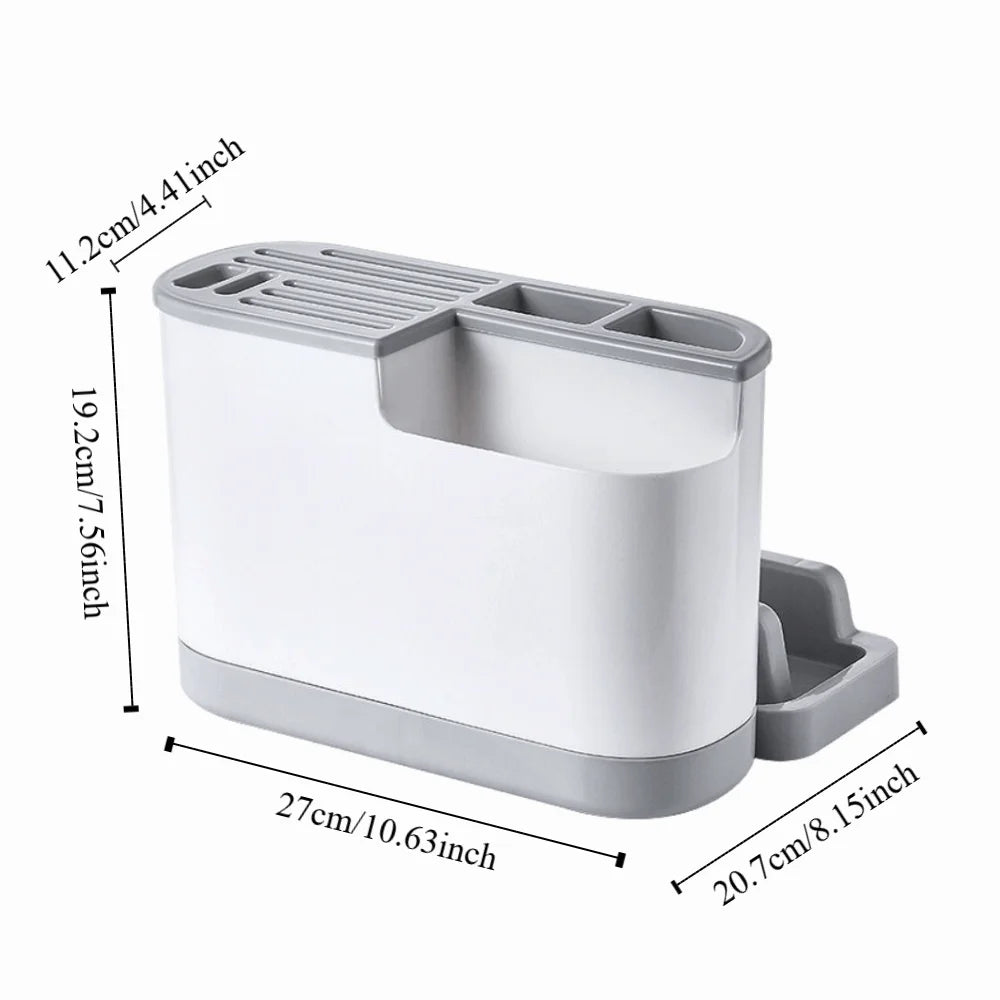 Large Capacity Multi Kitchen Cutlery Holder Waterproof Space Saving Integrated Drainer Organizer Stable Chopstick Bucket