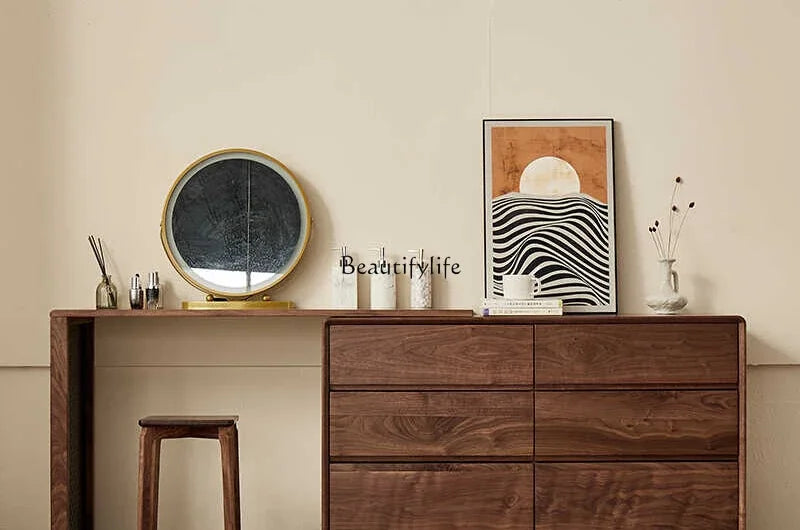 FG11All North American black walnut six-chest cabinet dresser storage integrated storage