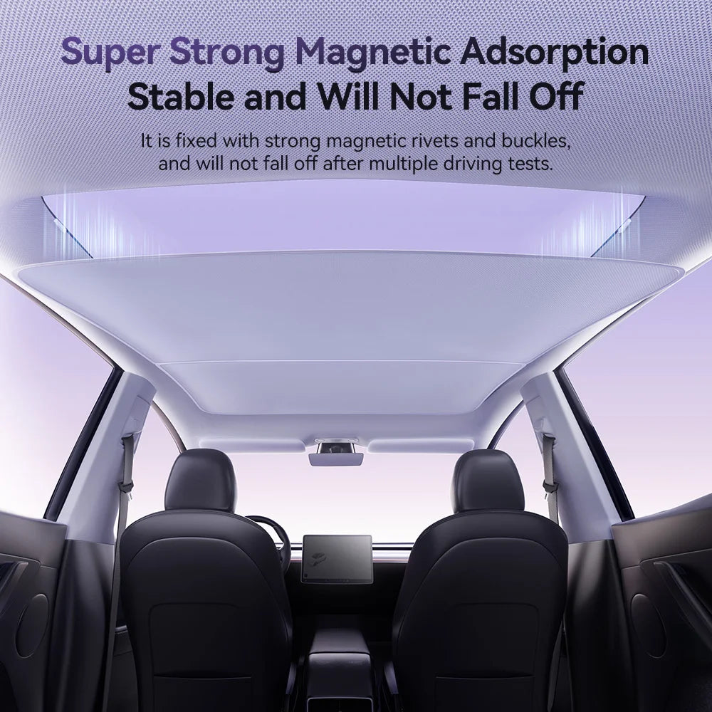 Magnetic Suction Clip Sun Shades for Tesla Model 3/Y Highland (2021-2025) | Glass Roof & Sunroof
