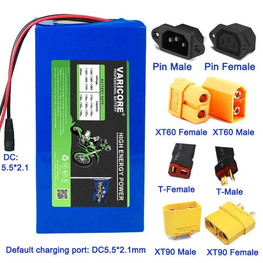 VariCore 36V/48V/60V 25Ah 21700 Lithium Battery Pack 1200w With PCB for 42V 54.6V 67.2V Electric vehicle Batteries + Charger