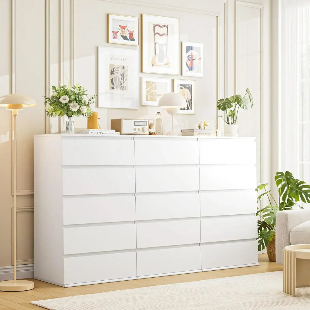 5 Drawer White Dresser, Dresser Tall White Dresser with Large Storage Space, Modern Storage Chest of Drawers