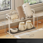 Kitchen Stainless Steel Double-layer Water Cup Rack Hanging Upside Down Teacup Storage Rack Household Tray Shelf