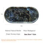 Luxury Green Marble Oval Tray: Bathroom Organizer & Fruit Serving Platter, Waterproof Stone Decor for Hotel Spa Home Kitchen