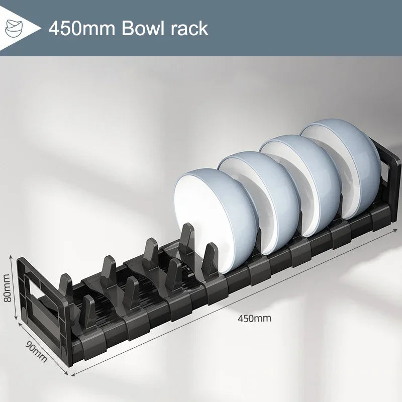 Kitchen Under Cabinet Bowl and Dish Rack Cabinet Drawer Storage Rack Plate Drying Rack Tableware Bowl Dish Partition Adjustable