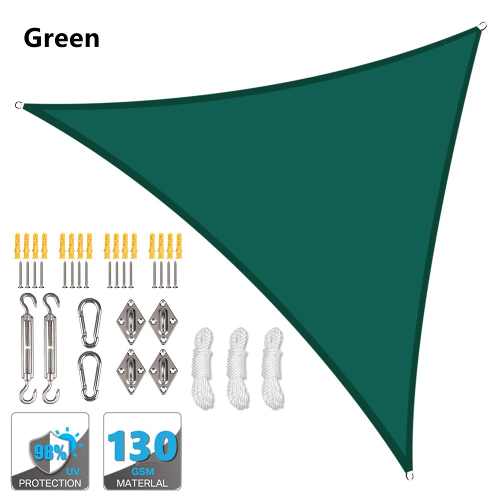 5x5x5/2x2x2M Waterproof Sun Shelter Triangle Sunshade Protection Outdoor Canopy Garden Patio Pool Shade Sail Awning Shade Cloth