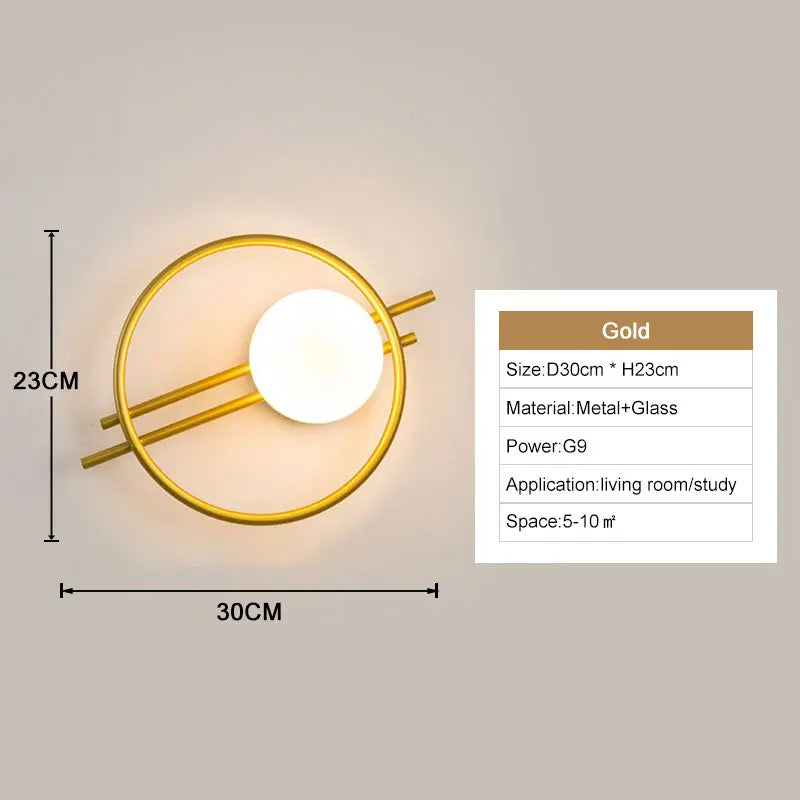 Interior LED Wall Lamps Wall Lighs with G9 Bulb Frosted Glass Ball Black Gold Bedroom LED Wall Sconce for Home Luminuaire Lamp