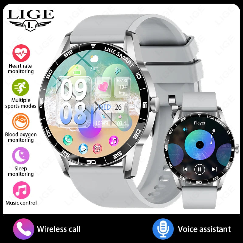 LIGE New Smartwatch Women Men 1.38-inch Smart Watch Message Notification iOS Android Smartwatches Fitness Bluetooth Call Watches