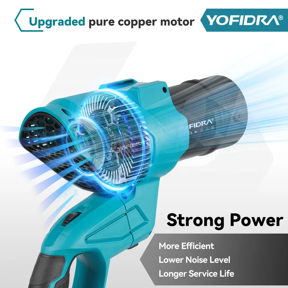 YOFIDRA 2In1 3000W Brushless Electric Turbo Fan Blowers Air Blower Leaf Snow Dust Cleaning Power Tool For Makita 18V Battery Pin