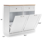 Trash Cabinet Tilt Out Freestanding, Pet Proof Kitchen Trash Cabinet Laundry Hamper with Cutting Board, Wood Garbage Recycling S