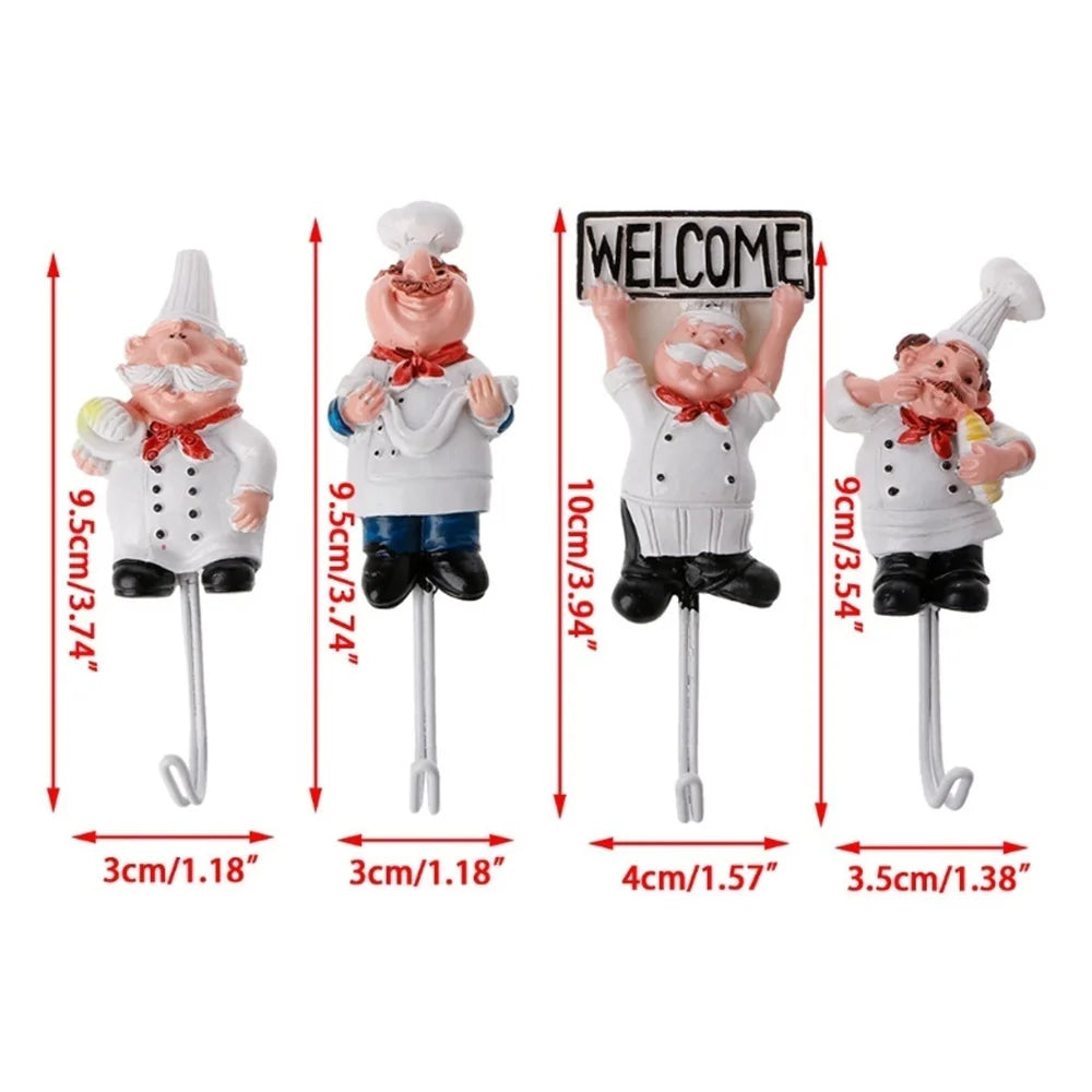 New Concise Design Kitchen Creative Chef Cartoon Storage Rack Hooks Wall Hanger Kitchen Hooks For Utensils Home Supplies