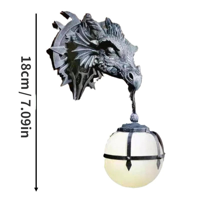 LED Dinosaur Hanging Lamp Lantern Industrial Style Resin Dragon Head Crafts Pendent Lamp Halloween Decoration Wall Decoration