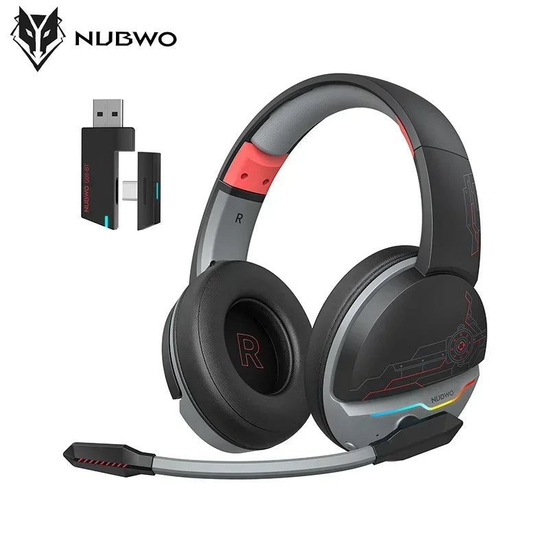 NUBWO G08 Dual Wireless Headsets Gamer with Microphone 2.4GHz Bluetooth 5.3 Gaming Headphones for PS5, PS4, PC, Mobile, Switch