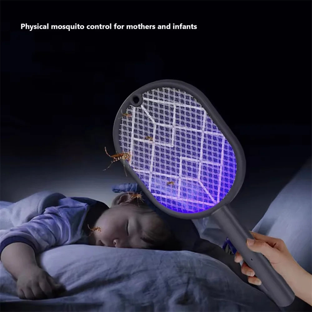 Mosquito Racket 2-in-1 Mosquito Racket Insect Killer USB Charging Protective Net Household Supplies for Home Bedroom Living Room