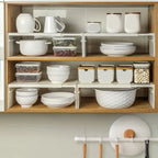 Plastic Retractable Kitchen Shelf Non-slip Space Saving Dish Shelf Minimalist Adjustable Seasoning Bottle Storage Rack Wardrobe
