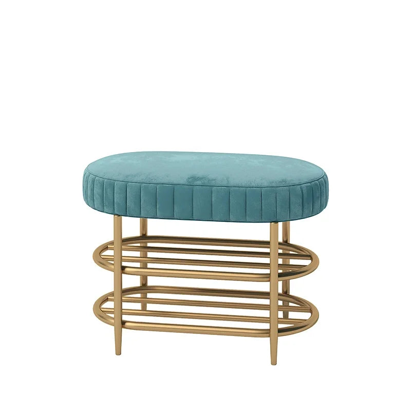 Thickened Soft Bag Cushion Nordic Light Luxury Iron Shoe Changing Stool Metal Frame Household Door Cushion Shoe Storage