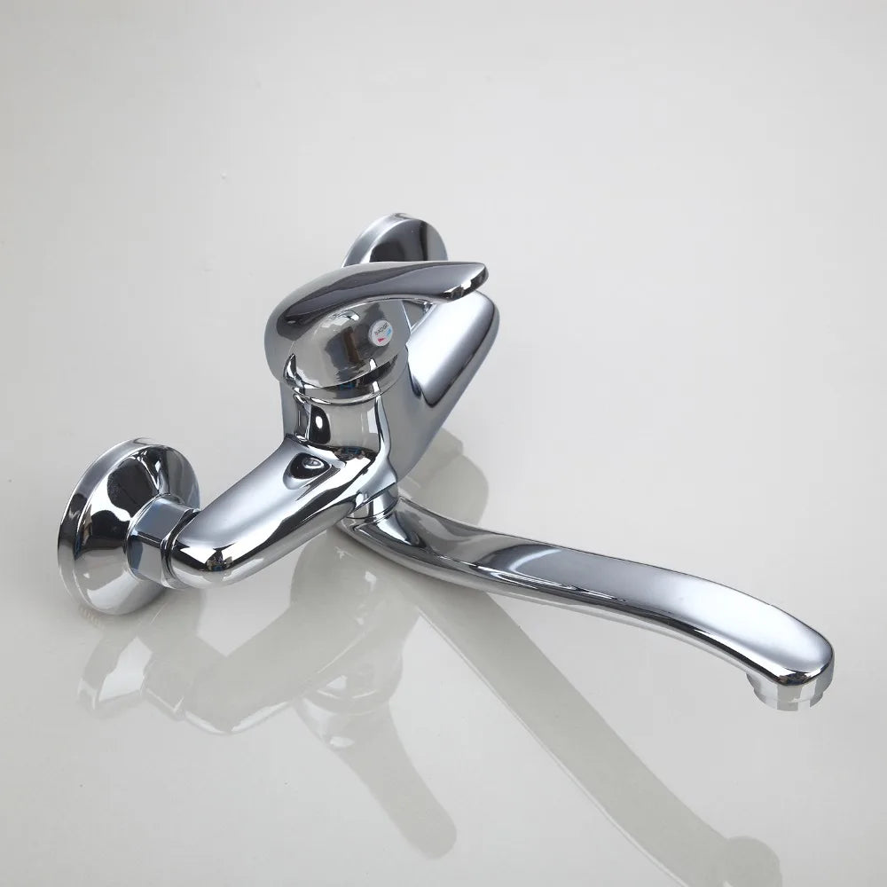 KEMAIDI Bathtub Basin Faucet Hot&Cold Water Mixer Tap Single Handle Wash Chrome Finish Bathroom Mixer Taps Wall Mounted