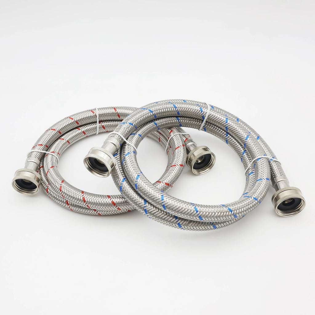 KING SMART 4 FT Washing Machine Hose; Premium Stainless Steel Braided; Burst Proof for Hot and Cold Water Supply Lines; 81020