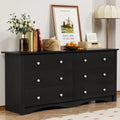 Dresser for Bedroom with 6 Drawer, Wood Wide Chest Storage Organizer and TV Stand for Living Room, Hallway, Dormitory