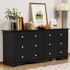 Dresser for Bedroom with 6 Drawer, Wood Wide Chest Storage Organizer and TV Stand for Living Room, Hallway, Dormitory