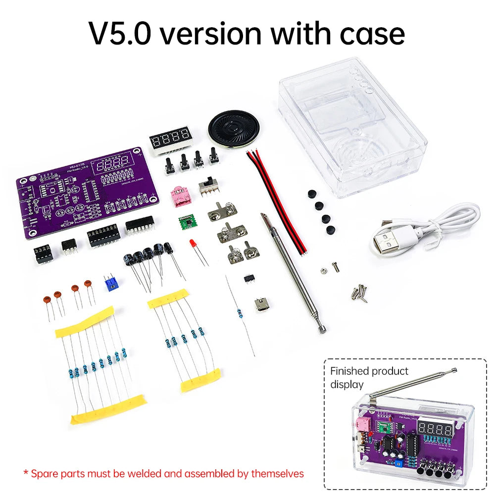 DIY Welding Kits 87-108MHz HU-017A/HU-017B RDA5807S Radio Kit FM DIY Electronic Parts Learning Set
