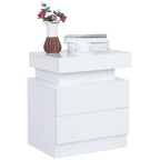 Bedside Table Large Capacity RGB Light Storage Nightstand Cabinet with 2 Drawers for Bedroom 45 x 35 x 52cm
