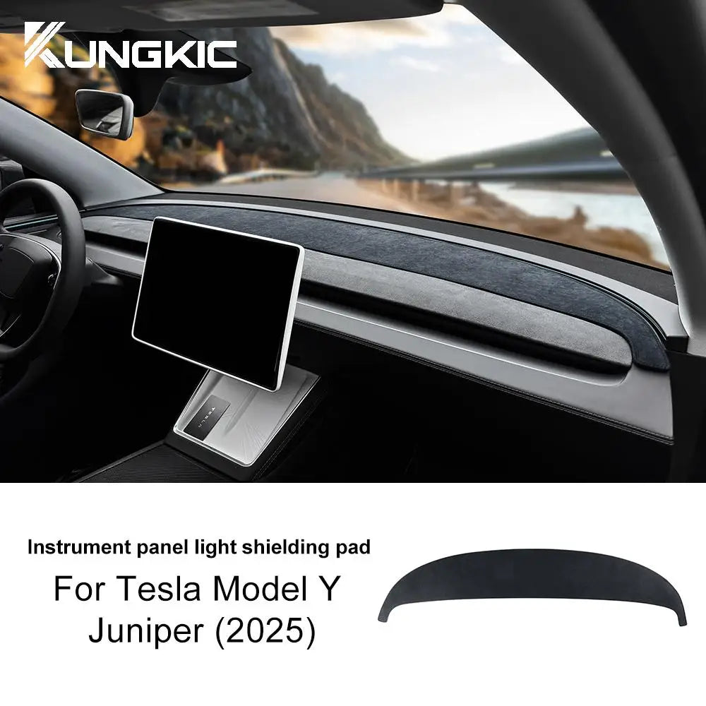 Anti-UV Dash Mat for Tesla Model Y Juniper 2025 2026-up Sunshade Protector Non-slip Accessories Top Flannel Dashboard Cover Pad