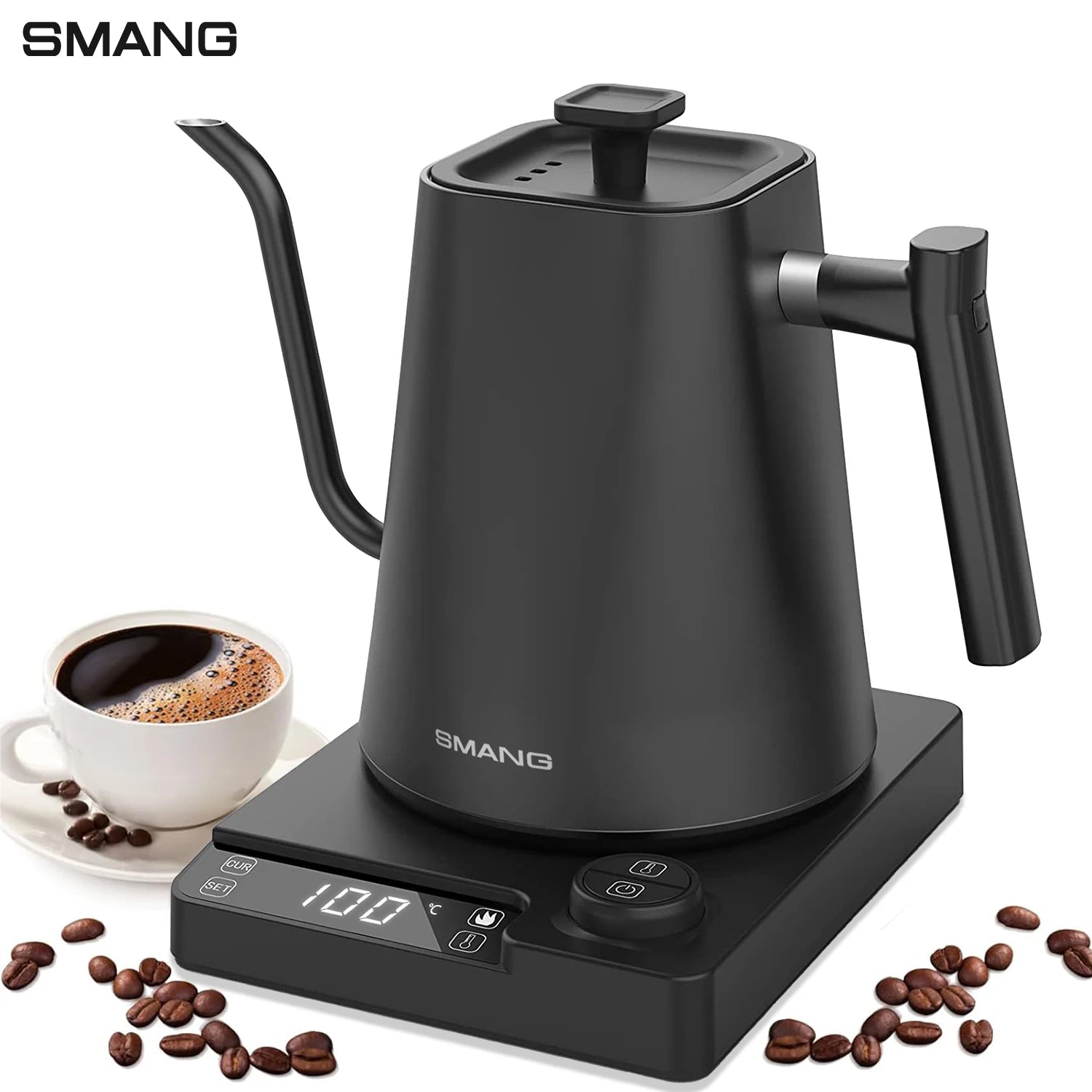 Gooseneck Electric Kettle 1L 1200W Intelligent temperature controlled hand brewed coffee pot Rapid Heating Kettle 110v/220v