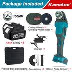 Kamolee M10 100MM 18500RPM Brushless Cordless Angle Grinder 3 Speed Cutting Power Tools Apply to 18V 21V Battery