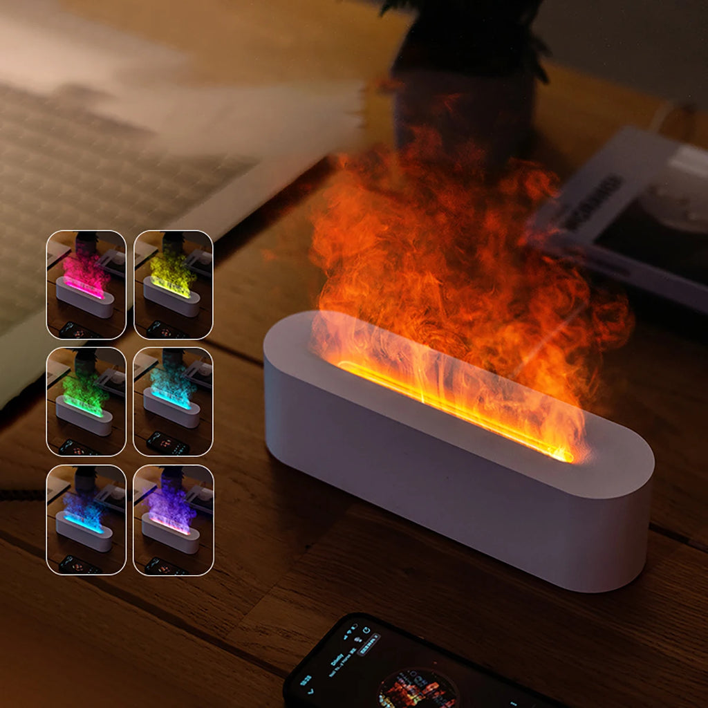 Newest RGB Flame Aroma Diffuser Humidifier USB Desktop Simulation Ligh