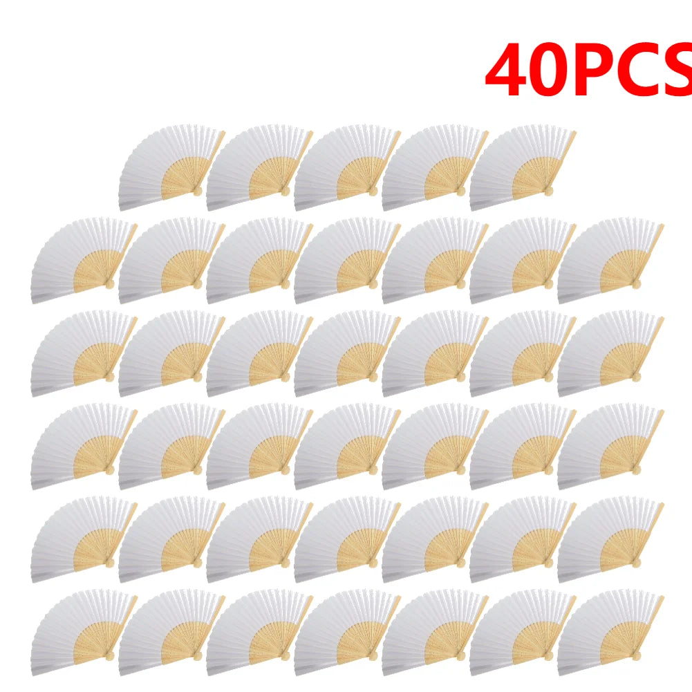 50/1pcs DIY Paper Bamboo Folding FanAdults Kid Hand Fans Calligraphy Painting Practice Blank White Fan for Wedding Room Decor