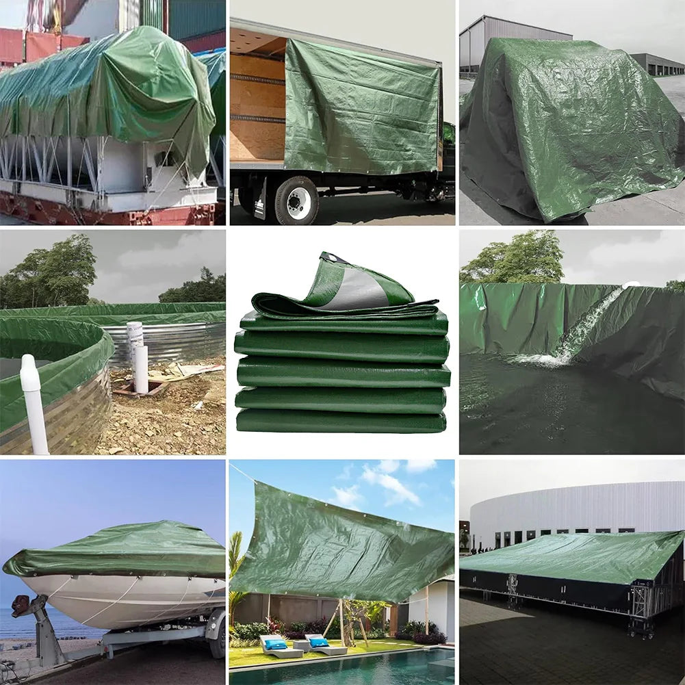 Large Tarpaulin Waterproof Heavy Duty Tarp Rain Cover Reinforced Multipurpose Outdoor Garden Awning Canopy Sunshelter UV Protect